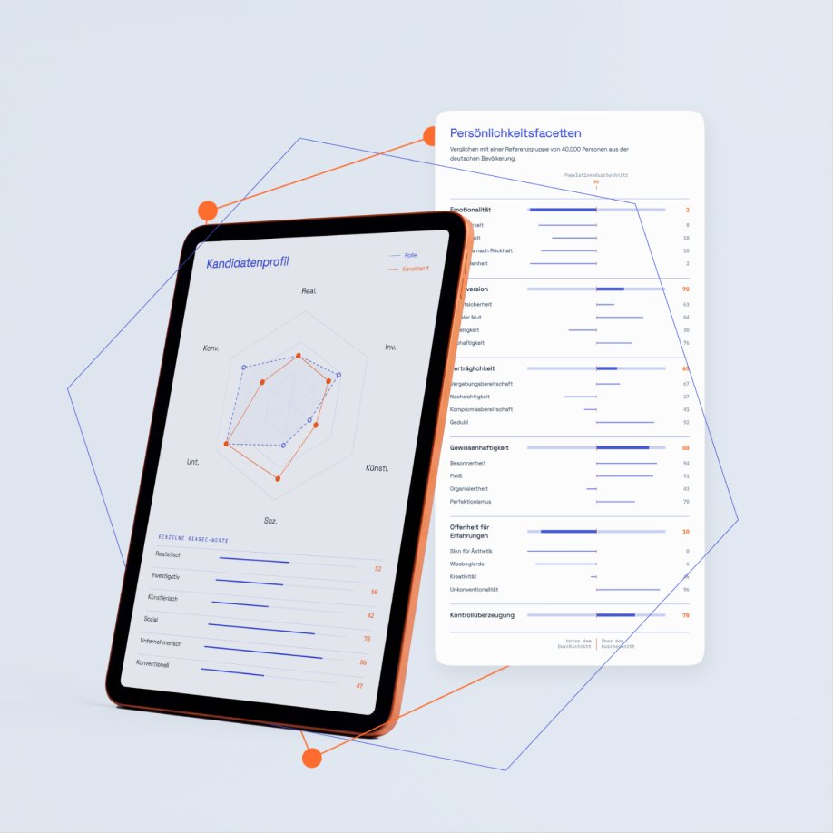 Tablet with candidate profile and report page