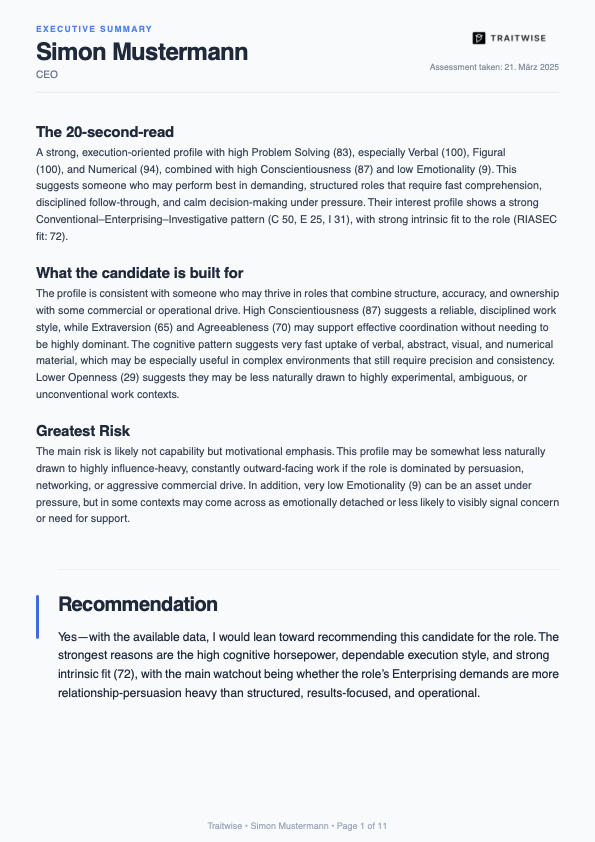 Candidate profile